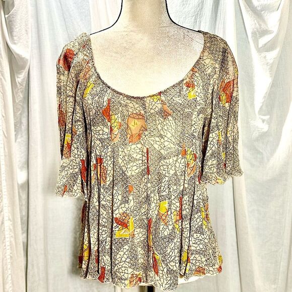 Gryphon New York Silk Gauze Vintage Leaf Print Blouse - Picture 3 of 7